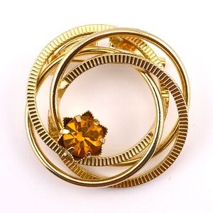 Vintage Brooch Goldtone Orange
Citrine Rhinestone